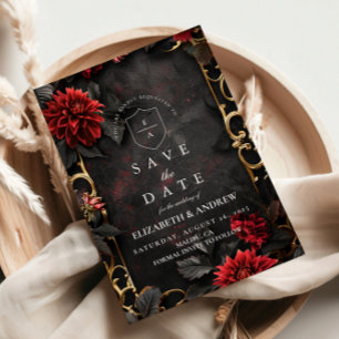 Dunkle barocke Blumenhochzeit Save The Date