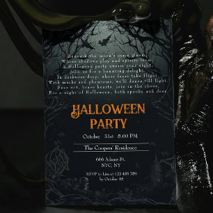 Dunkle Bäume, gruseliges Gedicht Halloween-Party Einladung