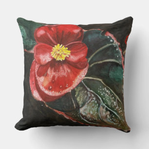 Dunkle Begonia in Wasserfarbe Kissen