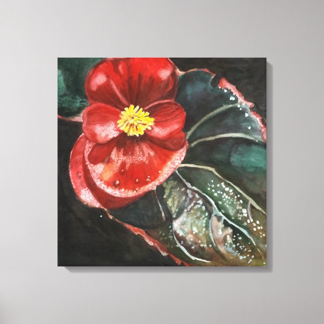 Dunkle Begonia in Wasserfarbe Leinwanddruck (Vorderseite)