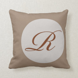 Dunkle Beige Monogram R Polyester Lumbar Pilze Kissen