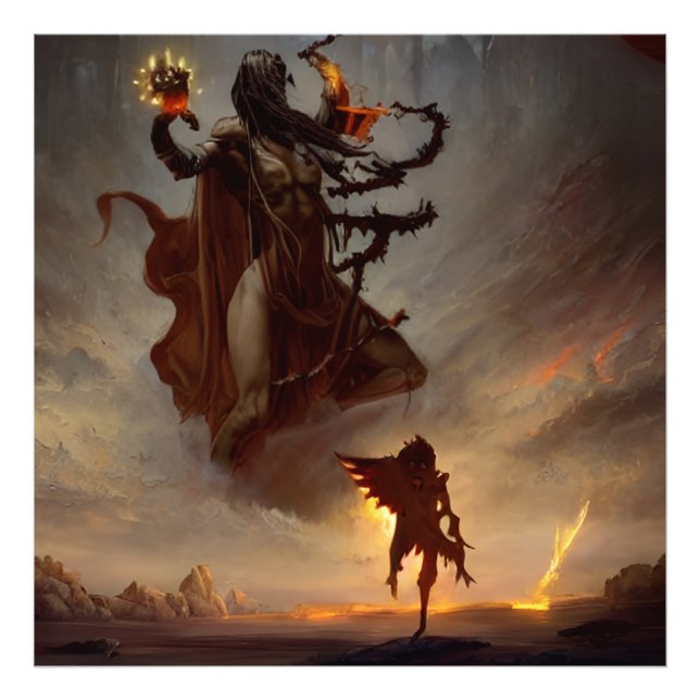 Dunkle Bestie gegen Krieger Fotodruck (Vorne)