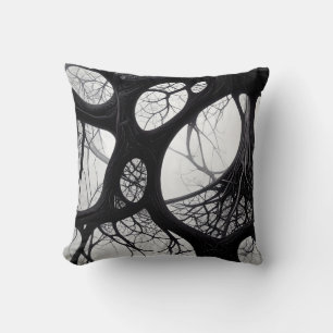 Dunkle Bio Roots Abstraktes Pattern Pillow Kissen