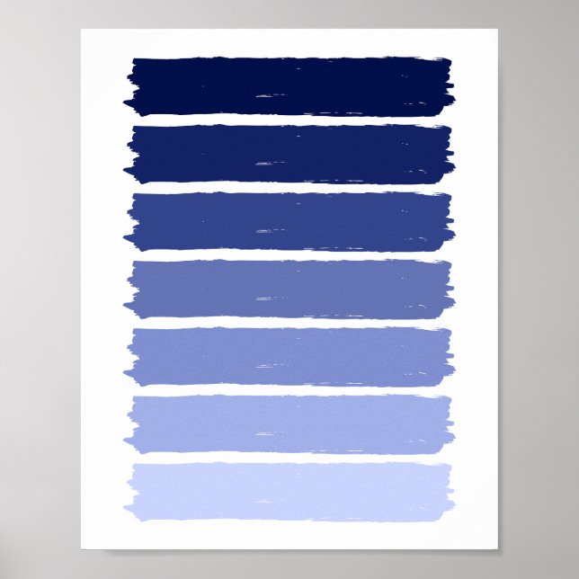 Dunkle bis hellblaue leuchtende Farbstreifen Poster (Vorne)
