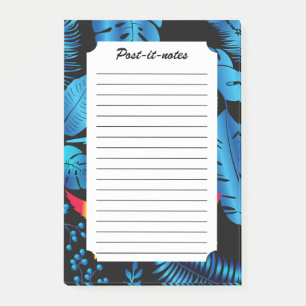 Dunkle Blätter Sommer Tropenvögel Post-it Klebezettel