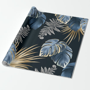 dunkle Blätter tropische Pflanze Geschenkpapier