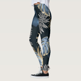 dunkle Blätter tropische Pflanze Leggings