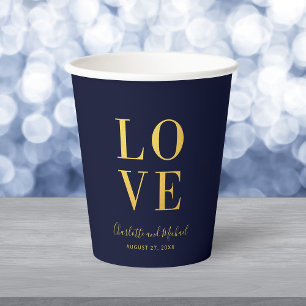 Dunkle blaue Imitate Gold Liebe Pappbecher