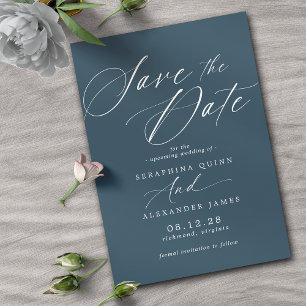 Dunkle Blaue Marine   Moderne elegante Jewel Tone  Save The Date