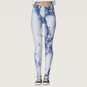 Dunkle blaue Marmortextur Leggings