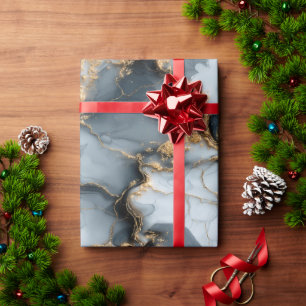 Dunkle Blaue Marmortextur mit flüssigen goldenen A Geschenkpapier