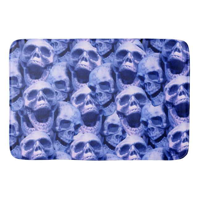 Dunkle blaue Skulls Badematte (Vorderseite)