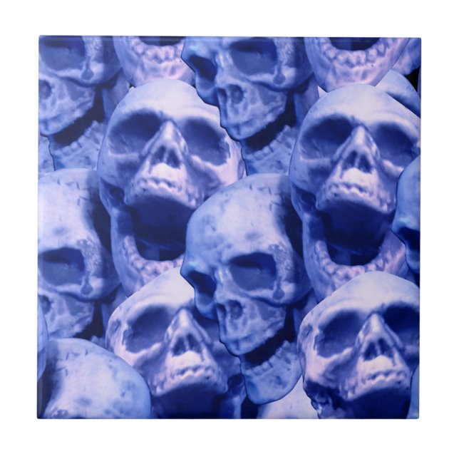 Dunkle blaue Skulls Fliese (Vorderseite)
