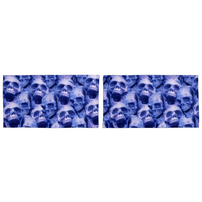 Dunkle blaue Skulls Kissenbezug (Vorderseite-Set)