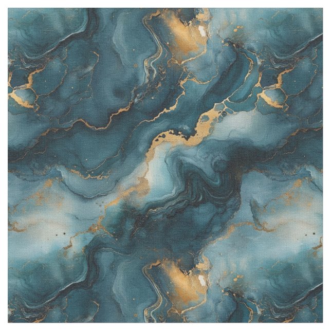 Dunkle blaue und goldene Marmor Stoff (Nahaufnahme)