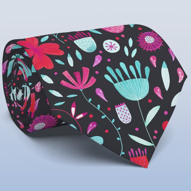 Dunkle Blume Wasserfarbe Krawatte (Von Creator hochgeladen)