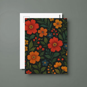 Dunkle Blumen Cottagecore Botanische Blumige Stimm Postkarte
