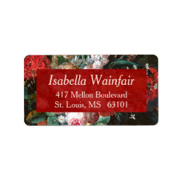 Dunkle Blumenmalerei mit Rose Rücksendeadresse Adressaufkleber