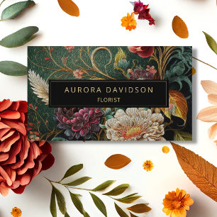 Dunkle Blüte Wasserfarbe Grün Elfenbein Blüte Visitenkarte