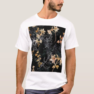 Dunkle Blüte: Wasserfarbe Nahtlose Malerei. T-Shirt