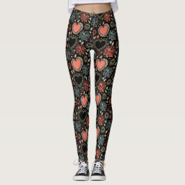 Dunkle Blüten Freude: florales, nahtloses Muster Leggings