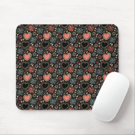 Dunkle Blüten Freude: florales, nahtloses Muster Mousepad