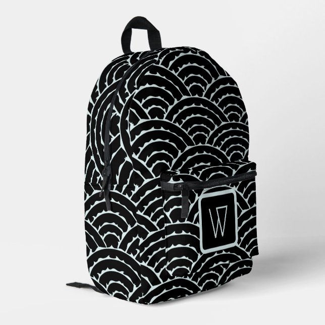 Dunkle Bögen Bedruckter Rucksack (Rückseitige Ecke links)