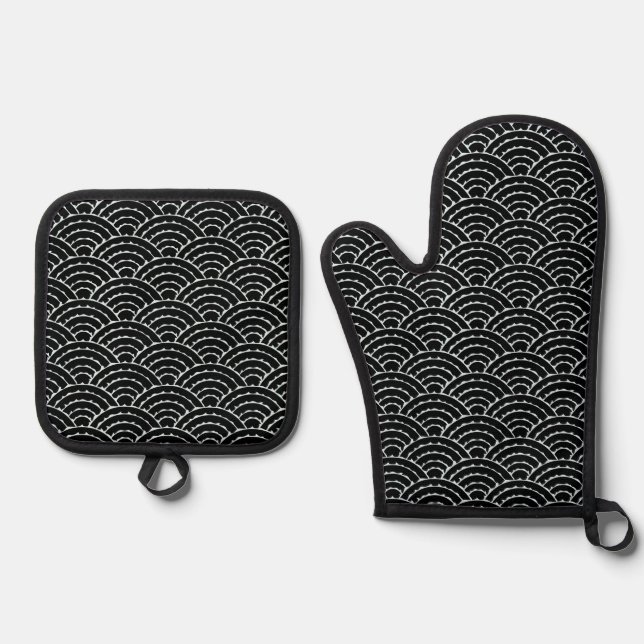 Dunkle Bögen Ofenhandschuh & Topflappen-Set (Vorderseite)