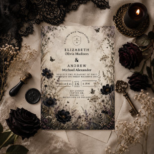 Dunkle Boho-Goth-Hochzeit Einladung