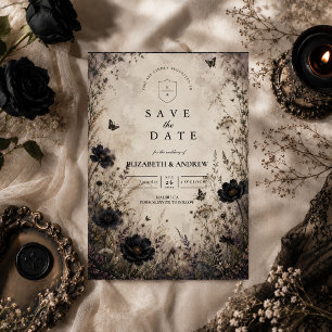 Dunkle Boho-Goth-Hochzeit Save The Date