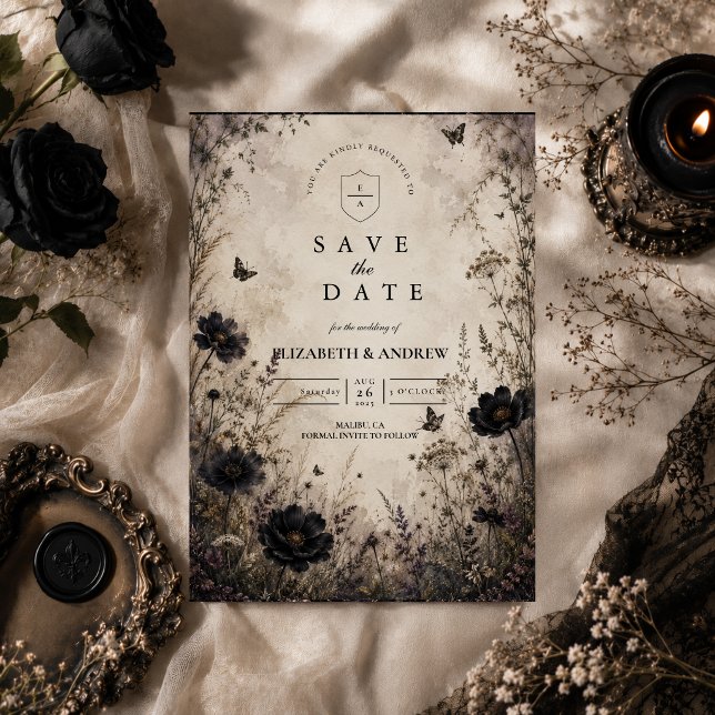 Dunkle Boho-Goth-Hochzeit Save The Date (Von Creator hochgeladen)