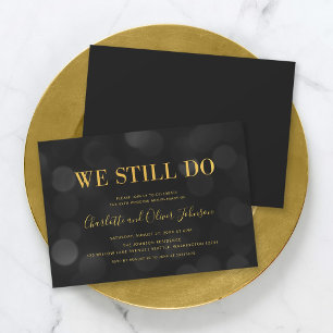 Dunkle Bokeh-Lichter Faux-Gold Hochzeit Jubiläum Einladung
