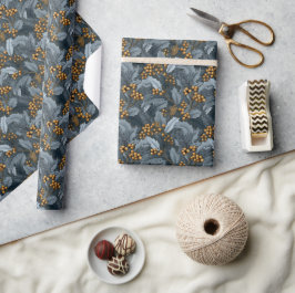Dunkle Botanik | Kiefer Stechpalme Gold Beere Geschenkpapier