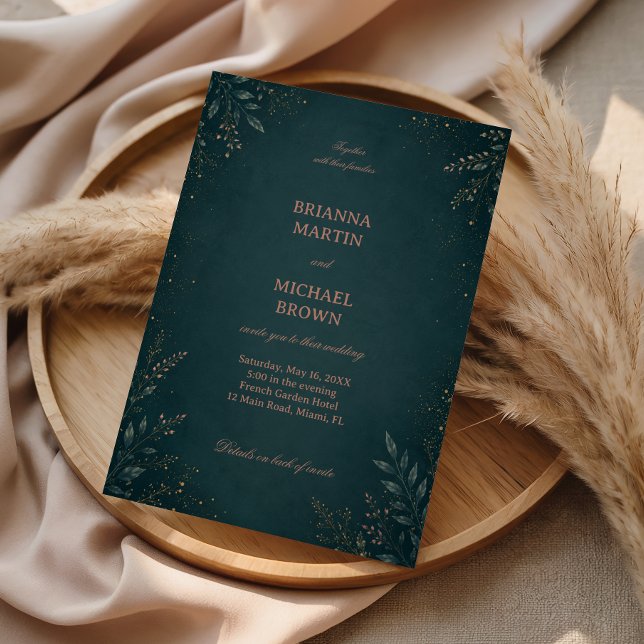 Dunkle Botanische Elegante Luxuriöse Einladung (Von Creator hochgeladen)