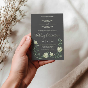 Dunkle botanische Jugendstil-Hochzeit Einladung