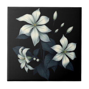 Dunkle botanische Nacht blühende Jasmine Fliese