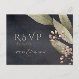 Dunkle botanische Vegetation RSVP Hochzeit Einladungspostkarte