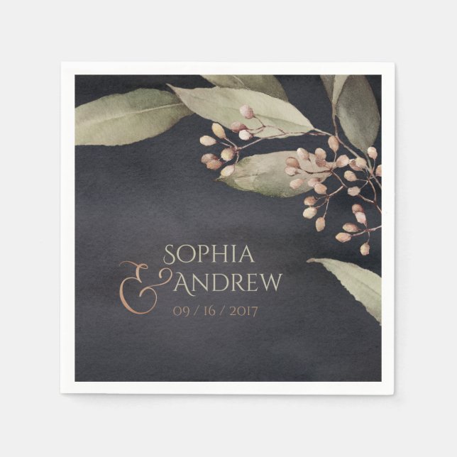 Dunkle botanische Vegetation Vintage rustikale Hoc Serviette (Vorderseite)