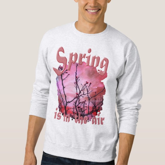 Dunkle Branchen roten Buds und fiery Sky Sweatshirt (Vorderseite)