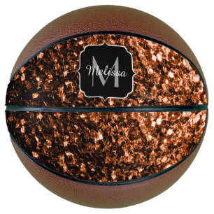 Dunkle Bronze-Imitate Glitzer Funkeln Monogramm-Na Basketball