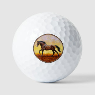 Dunkle Bucht Stallion Pferde Galloping Golf Balls Golfball