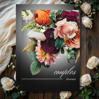 Dunkle Burgund Orange Floral Romance Paare Dusche