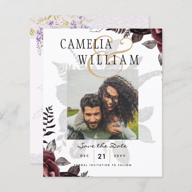 Dunkle Burgund Schwarze Rose Hochzeitsfest Winter (Vorne/Hinten)