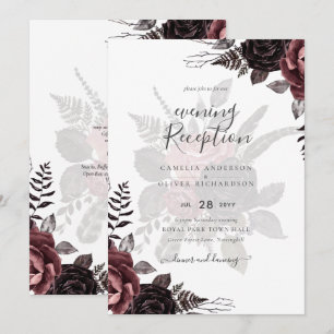 Dunkle Burgund Schwarze Rose Hochzeitsfest Winter Einladung