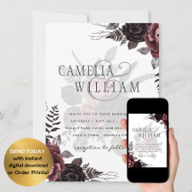 Dunkle Burgund Schwarze Rose Hochzeitsfest Winter