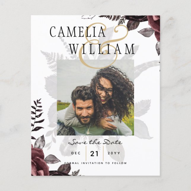 Dunkle Burgund Schwarze Rose Hochzeitsfest Winter Flyer (Vorne)