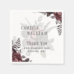 Dunkle Burgund Schwarze Rose Hochzeitsfest Winter Serviette