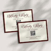 Dunkle Burgunder Elfenbein Hochzeits-QR-Code-RSVP-