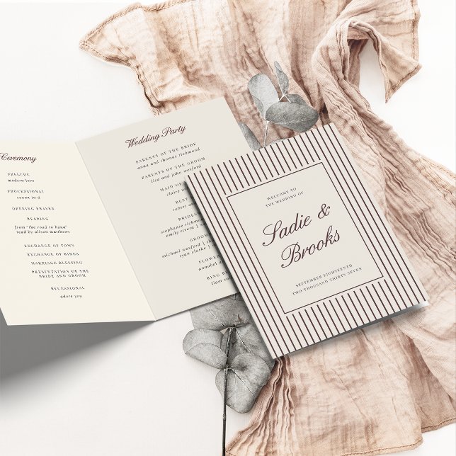 Dunkle Burgunderrote klassische Schrift Pinstriped Programm (Von Creator hochgeladen)