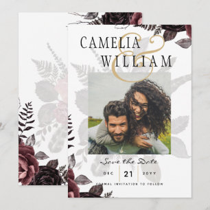 Dunkle Burgunderrote Schwarze Rosen Hochzeit Herbs Einladung